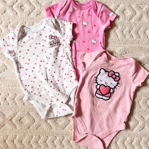 Hello Kitty by Sanrio Infant Girls 3-pc Short Sleeve Bodysuit Set Pink White, 6M